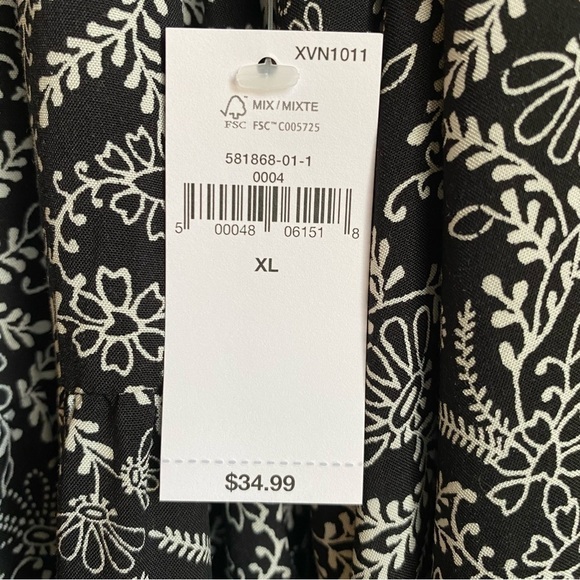 Old Navy Women's Drop-Waist Black With White Floral Dress Size XL New With Tag - Picture 11 of 11